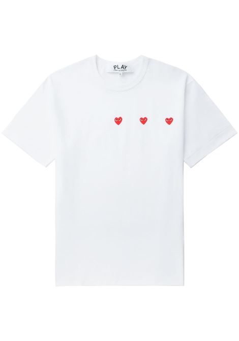 printed t-shirt unisex white in cotton COMME DES GARÇONS PLAY | AX-T337-0513